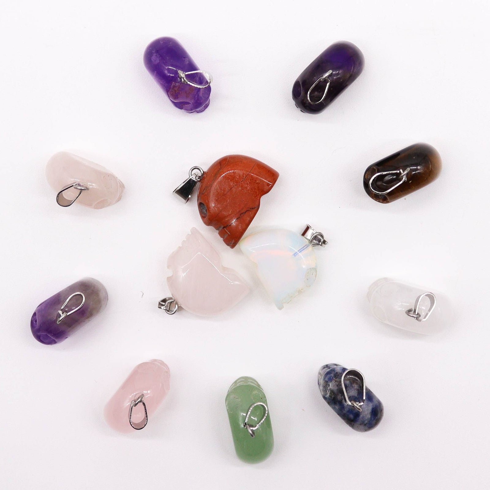 Gemstone Mini Skulls Pendants (12 assorted) 20x15mm product image