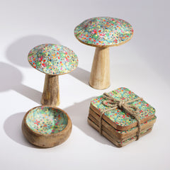 Small Enamelled Mushroom - 10cm - Mediterranean Tile Pattern product image 2
