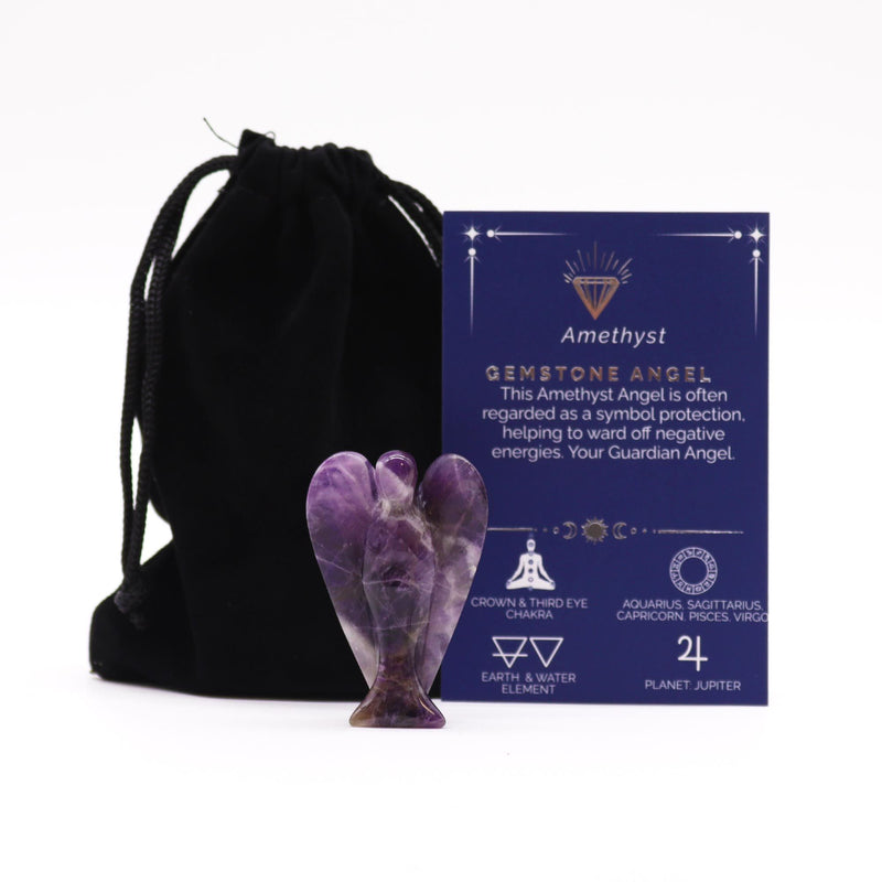 Hand Carved Gemstone Angel - Amethyst product image