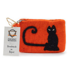 Natural Felt Zipper Pouch (asst) - Cat Face product image 3