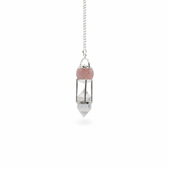 The Heart Whisperer- Double Power Pendulum - Rose Quartz Globe - Clear Quartz Double Terminated product image 2