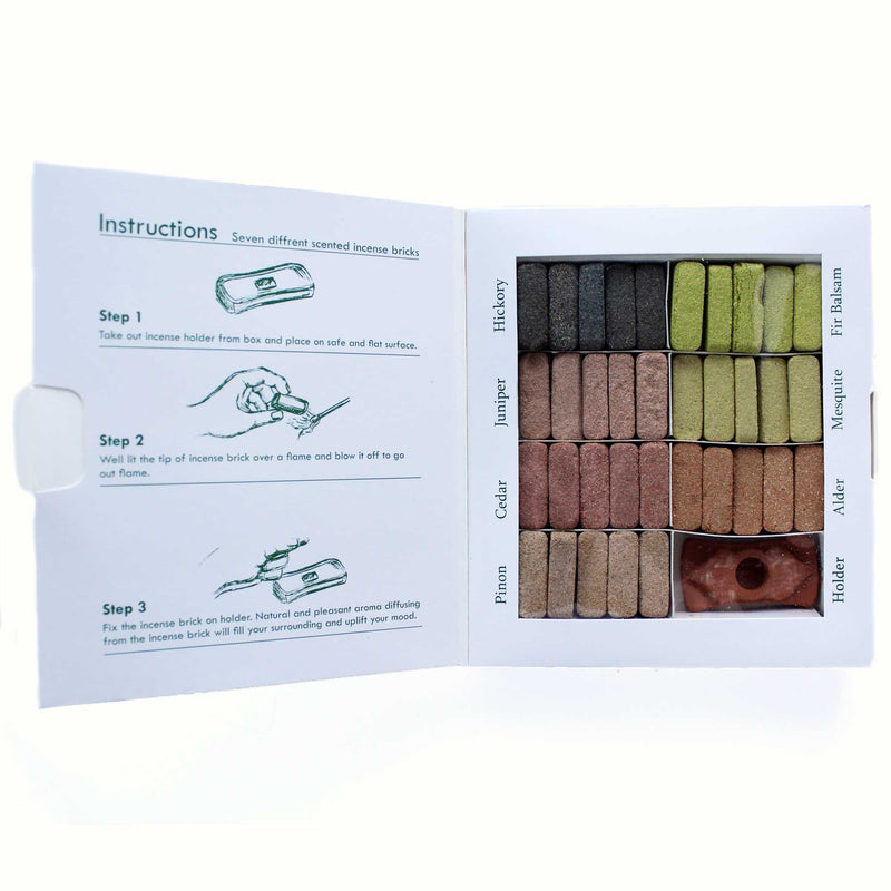 Display Set of 70 Incense Smudge Bricks and Burner - 7 Earthy Himalaya Incenso product image