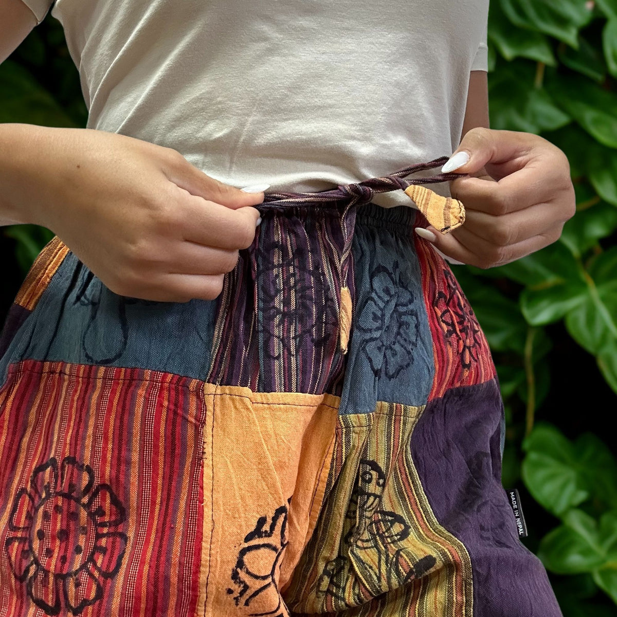 Nomad Sari - Mushroom Pants - Block Print Designs - Orange Tones S/M product image 2