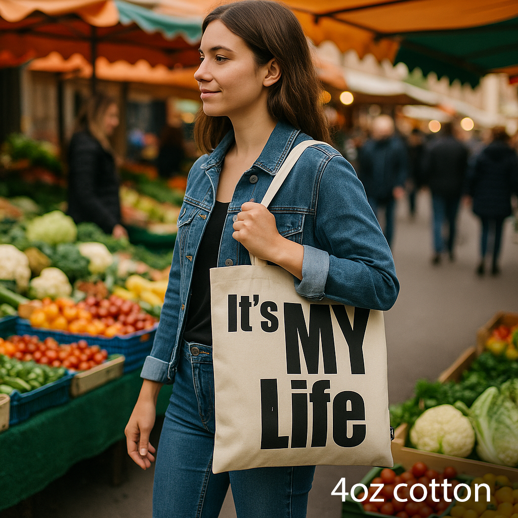 Iconic Basic Tote Bag - IT's MY LIFE - Natural 4oz product image