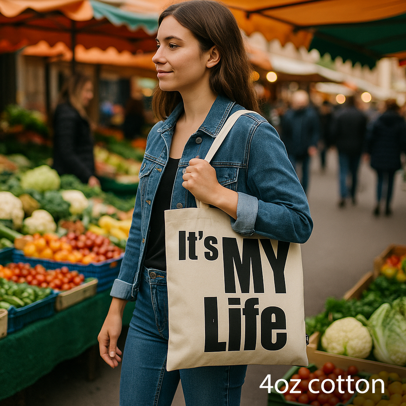 Iconic Basic Tote Bag - IT's MY LIFE - Natural 4oz product image