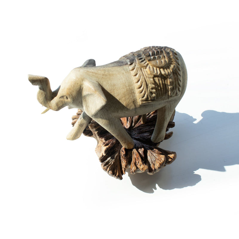 Handmade Parasite Wood Art Carving - Elephant Walking product image