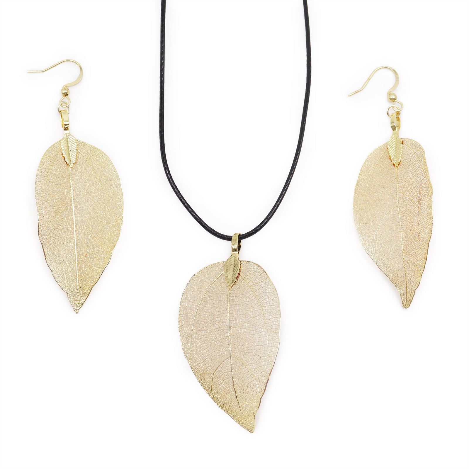 Necklace & Earring Set - Bravery Leaf - Gold product image