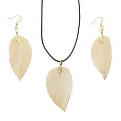 Necklace & Earring Set - Bravery Leaf - Gold product image