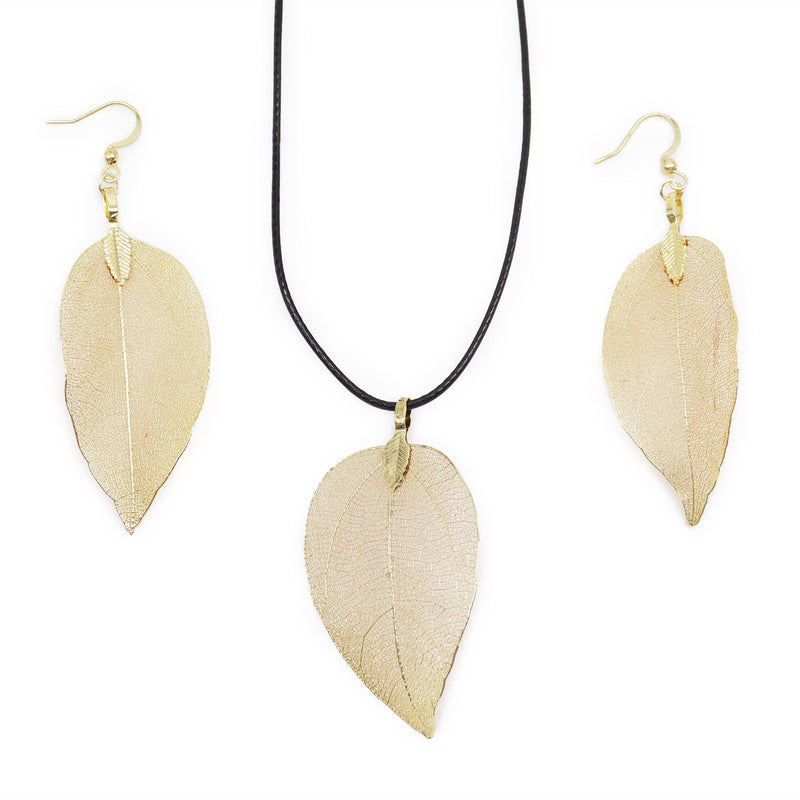 Necklace & Earring Set - Bravery Leaf - Gold product image