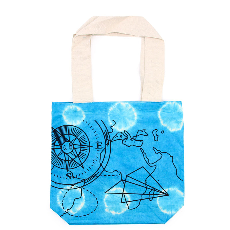 Tye-Dye Cotton Bag (6oz) - 38x42x12cm - Compass - Blue - Natural Handle product image