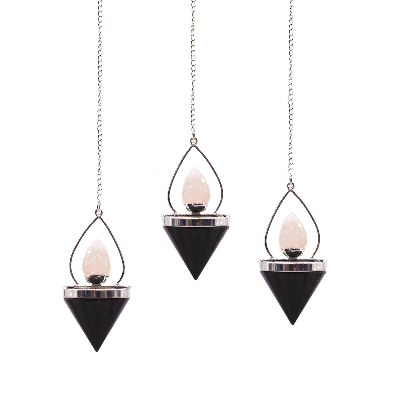 Gemstone Lantern of Life Pendulum - Black Agate & Rose Quartz product image