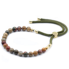 18K Gold Plated Gemstone Moss String Bracelet - Picasso Jasper product image