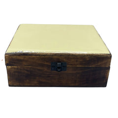 Large Ceramic Glazed Wood Box - 20x15x7.5cm - Concrete product image