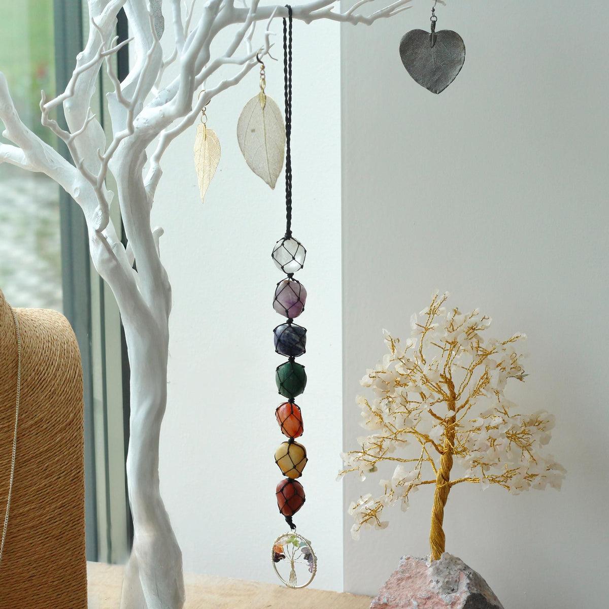 Hanging Chakra Stone Pendant - Tree of Life - product image 3
