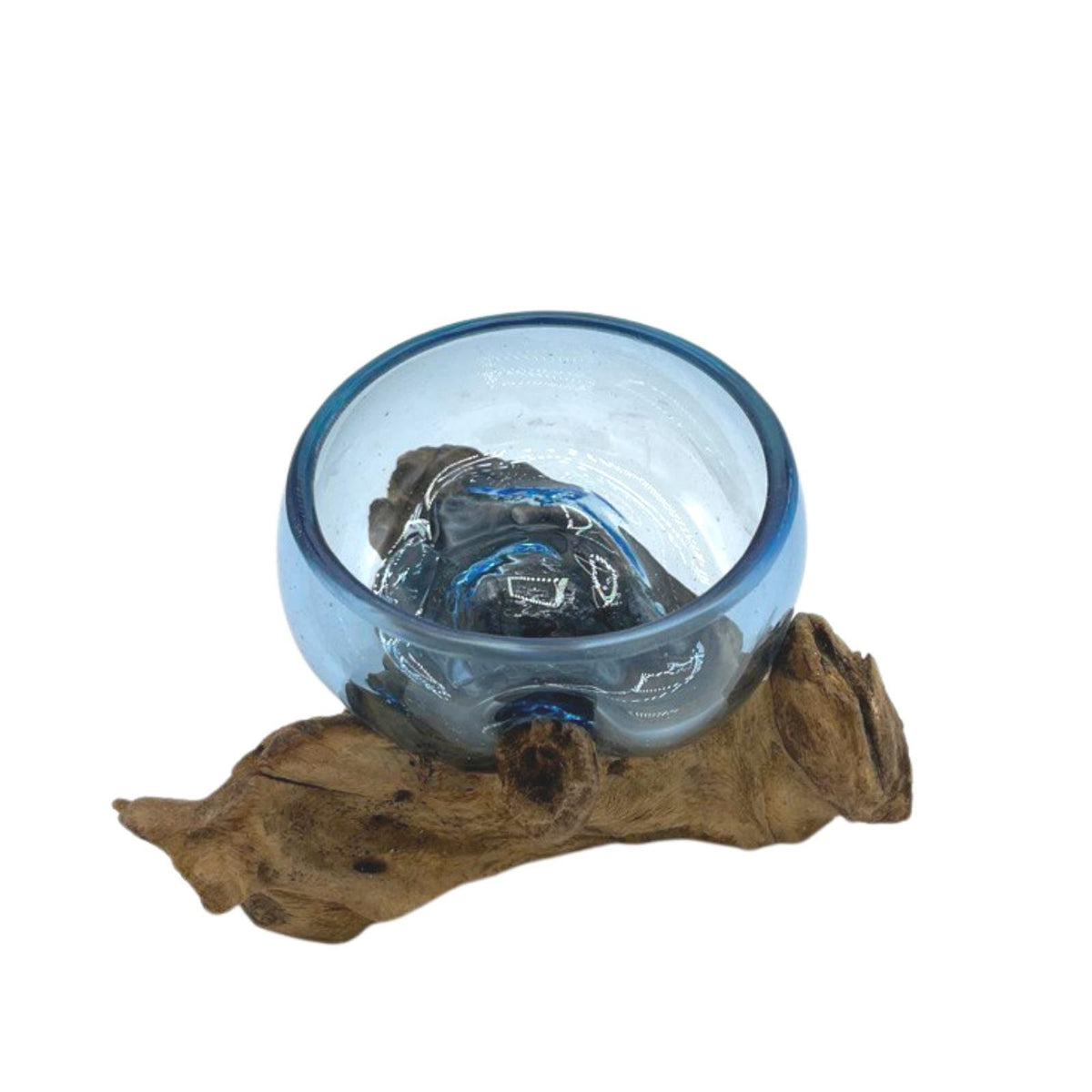Molton Glass Mini Blue Bowl on Wood product image 3