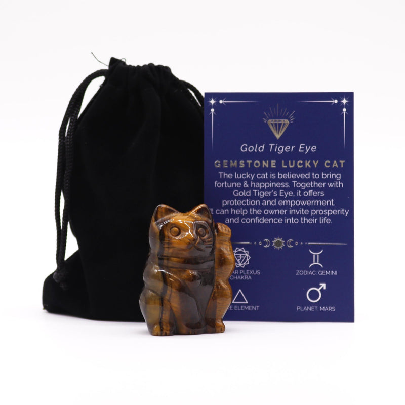 Gemstone Lucky Cat - Gold Tiger Eye product image