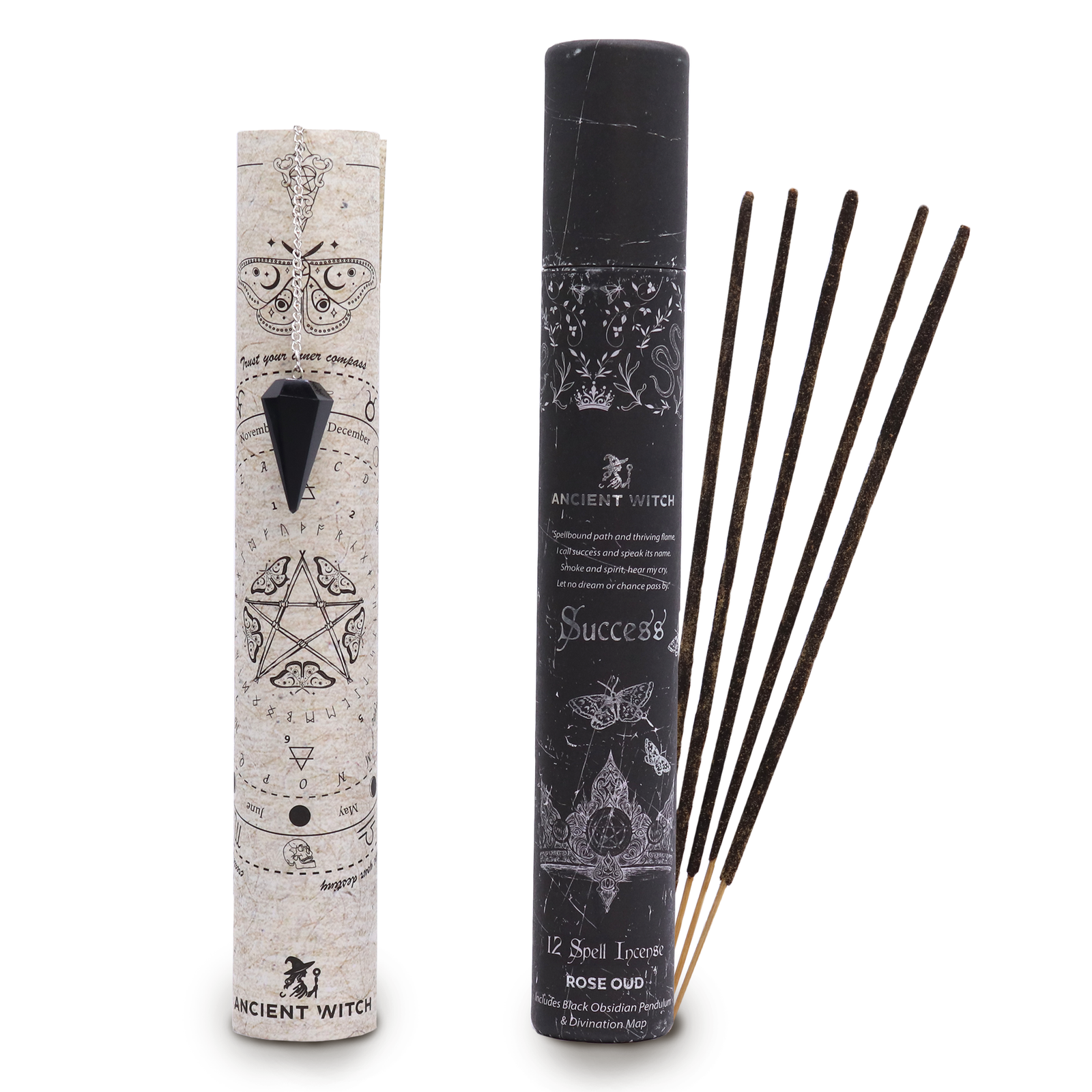 Ancient Witch Spell Incense - Success - Black Obsidian Pendulum product image