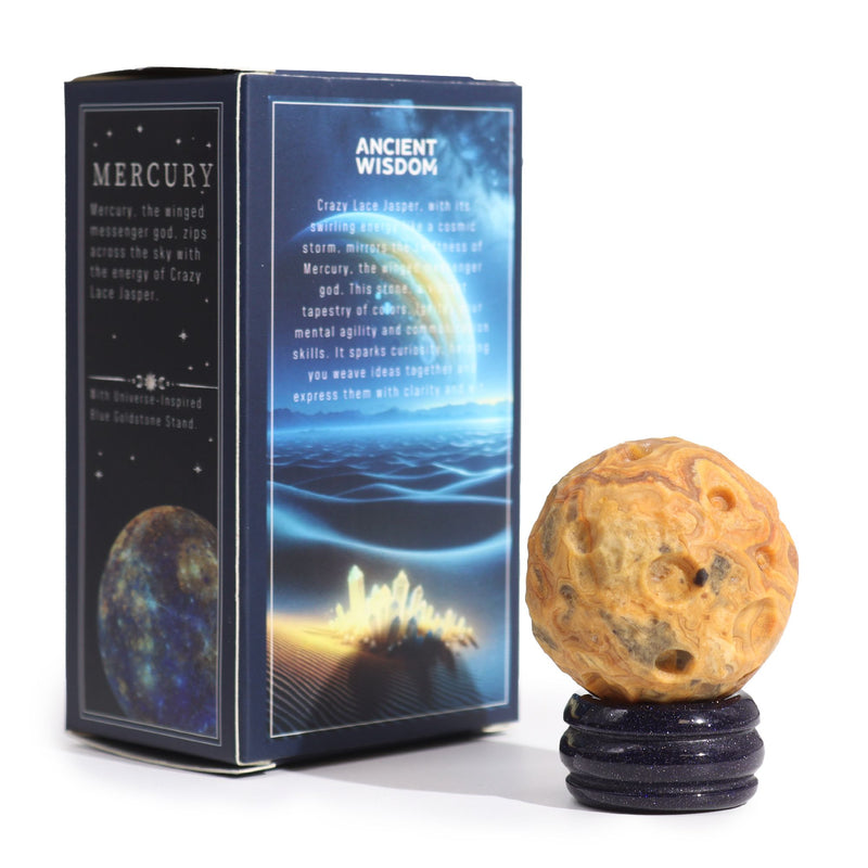 Crazy Lace Jasper Planet on a Sola Goldstone Stand (MERCURY) product image