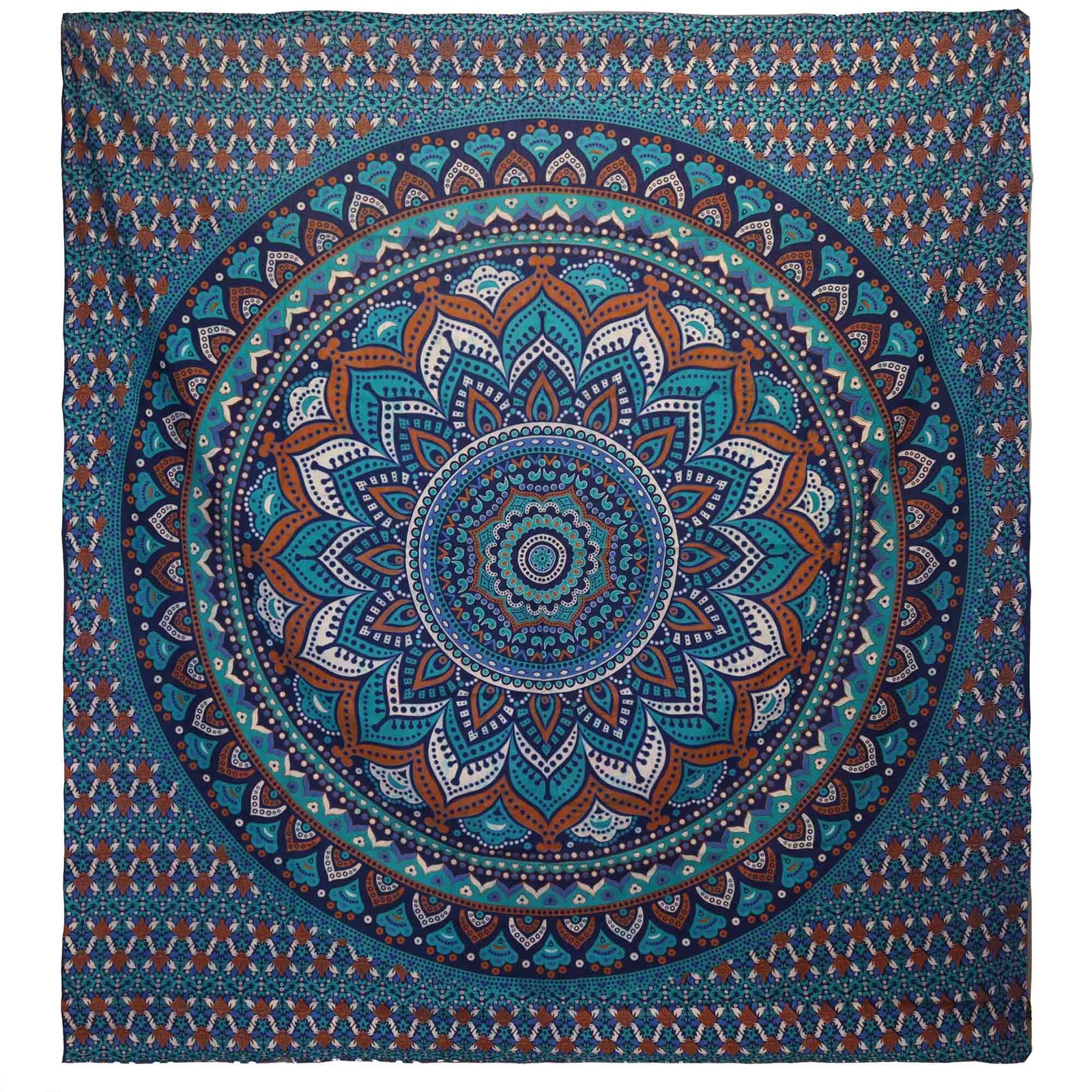Double Cotton Bedspread + Wall Hanging - Classic Mandala - Turquoise product image