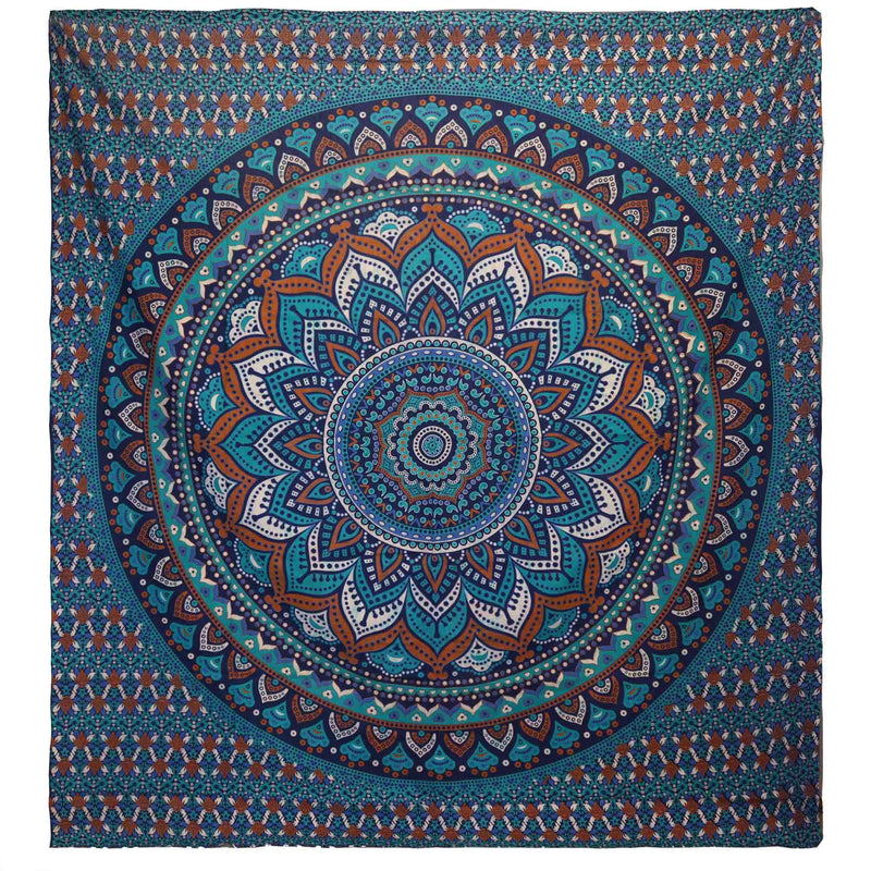 Double Cotton Bedspread + Wall Hanging - Classic Mandala - Turquoise product image