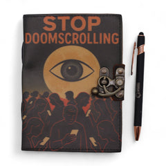 Leather Printed Notebook – Stop Doom Scrolling - 17.8x12.7 cm product image 6