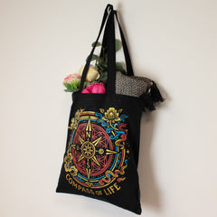 Iconic Classic Tote Bag - Compass of Life - Black 6oz product image 5