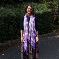 Boho Java Art Stole/Scarf - Lavender Stripes & Motiff - 62x200cm product image 3