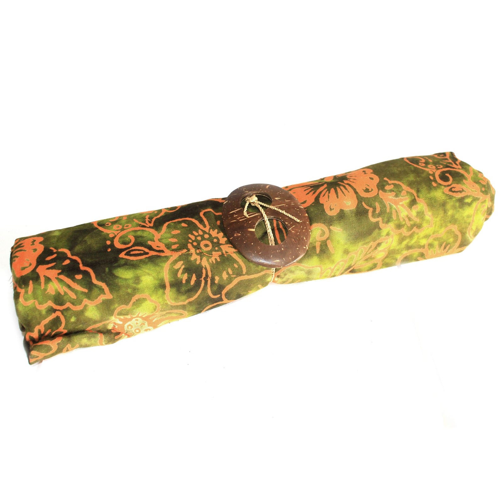 Bali Block Print Sarong - Tropical - Moss & Orange product image