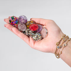 Steel Cased Pendant Round - 12 Assorted Gemstone Chips & Shells product image 2