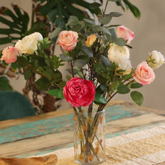 Natural Floral Glass - Tall Vase Candle Holder - Rose - (19x11cm) product image 3