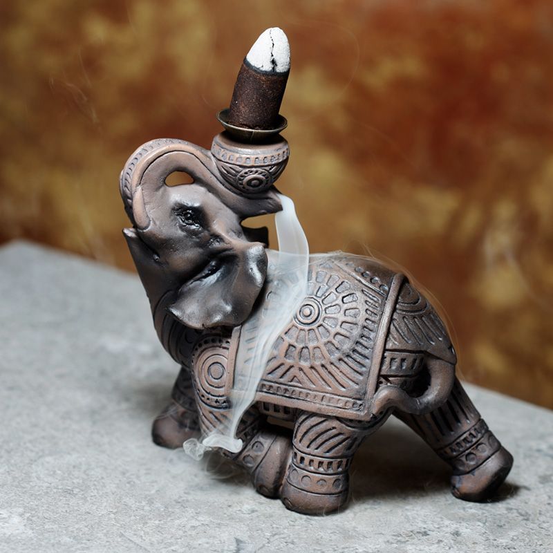 Wood Effect Elephant Backflow Incense Burner product image 4