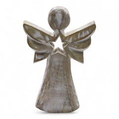 Mango Wood Angel - Whitewash with Star Cut Out product image 5