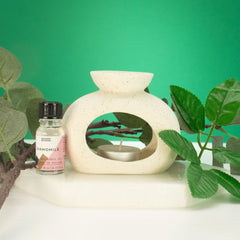 Ceramic Zen Oil Burner - Oval Pebble - Speckled Off-White product image 2