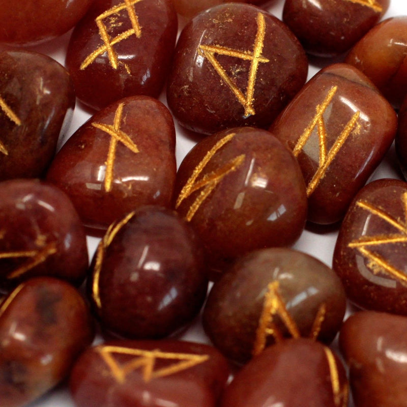 Runes Stone Set in Pouch- Red Aventurine product image