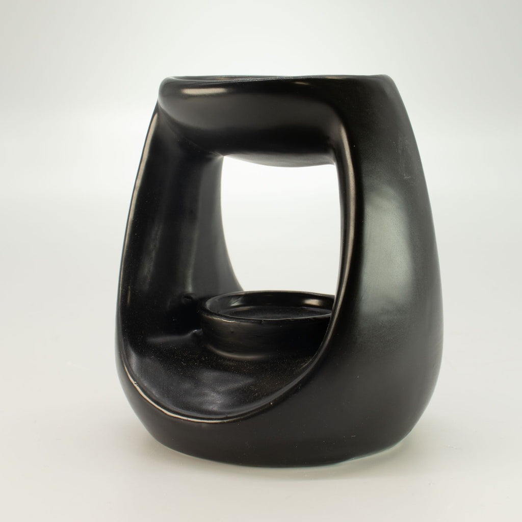 Ceramic Zen Oil Burner - Large Oval Pebble - Matt Black product image 3