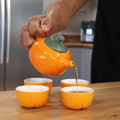 Herbal Orange Teapot Set - Pot & Four Cups product image 2