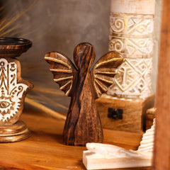 Large Mango Wood Angel - Gold Decor product image 7