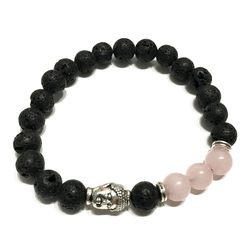 Lava Stone Bracelet - Buddha Rose Quartz product image