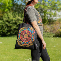 Iconic Classic Tote Bag - Compass of Life - Black 6oz product image 6