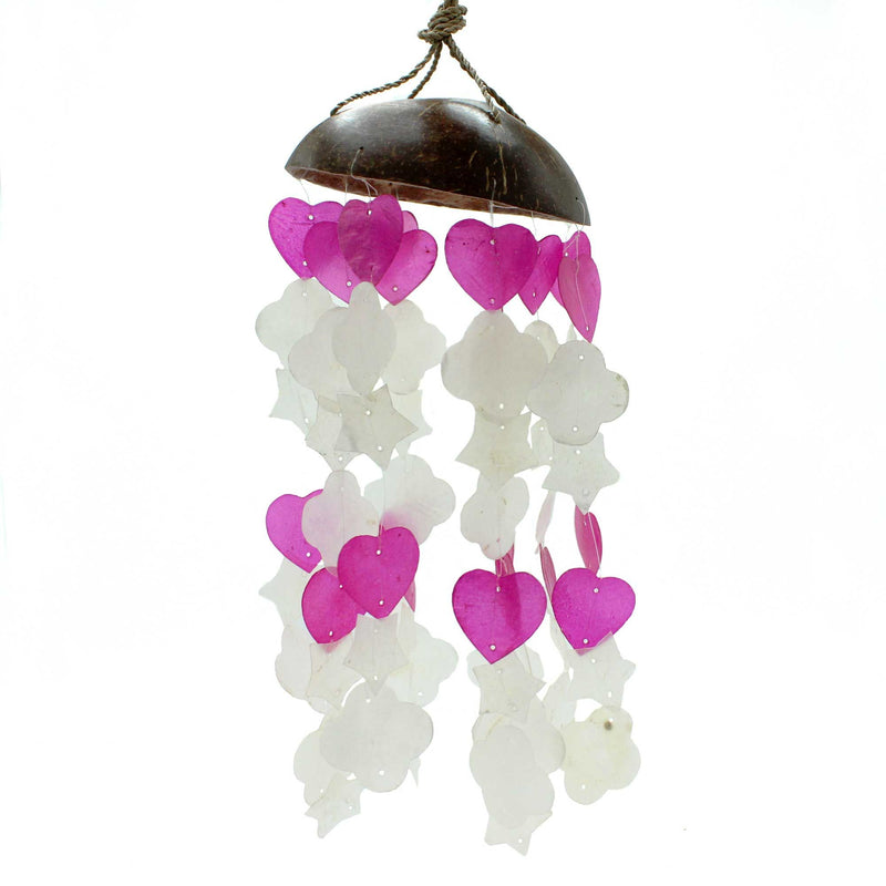 Coconut & Capiz Windchimes - Pink and White Mix Shapes - 35cm product image