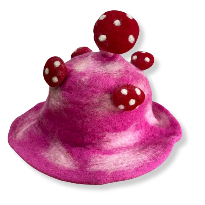 Felted Mushroom Hat - Shocking Pink product image