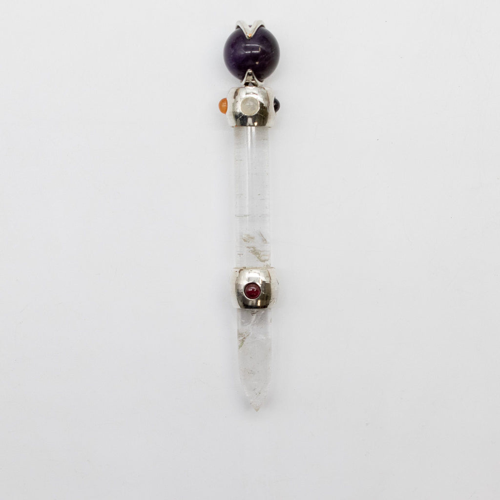 Celestial Prism Wand - Amethyst Moving Crystal Sphere Quartz Stem - 12cm product image 6