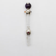 Celestial Prism Wand - Amethyst Moving Crystal Sphere Quartz Stem - 12cm product image 6