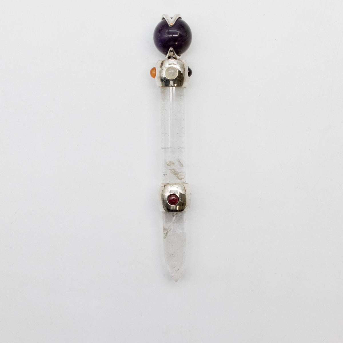 Celestial Prism Wand - Amethyst Moving Crystal Sphere Quartz Stem - 12cm product image 6