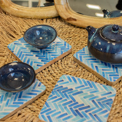 Set of 4 Square Coasters - Blue Stripes product image 2