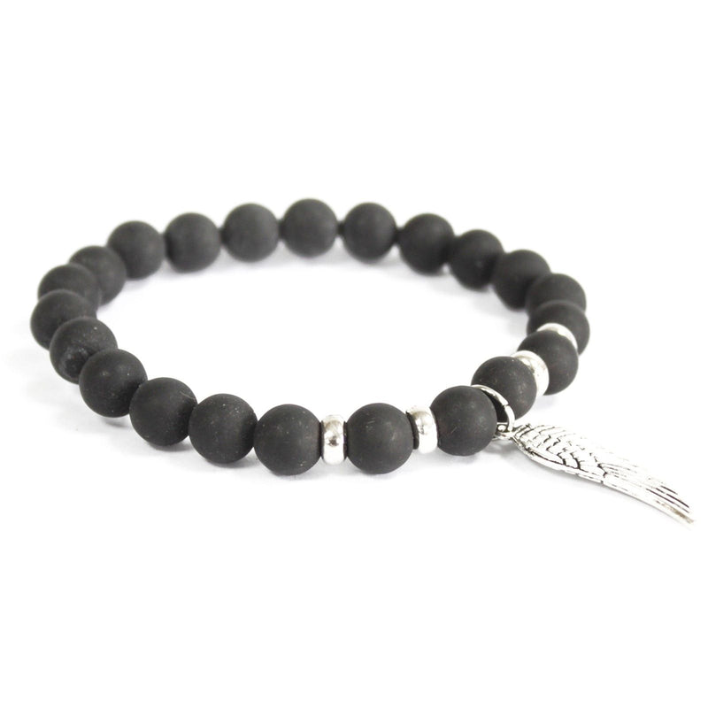 Angel Wing / Black Agate - Gemstone Bracelet product image