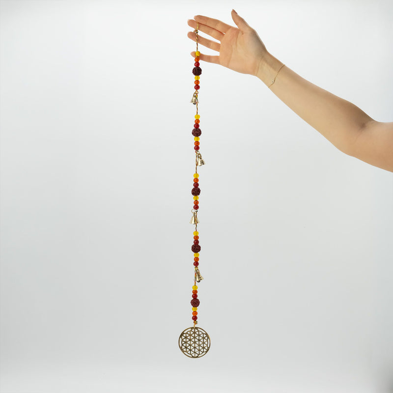 Indian Chimes - Brass Flower of Life with Rudraksha Beads String Bells product image
