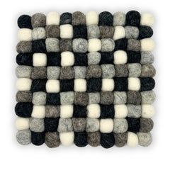 Felt Ball Square Placemat -Multi Grey Colour