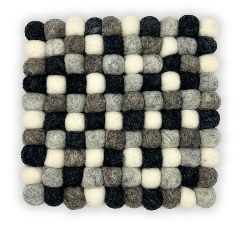 Felt Ball Square Placemat -Multi Grey Colour