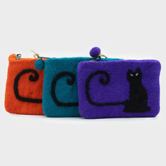Natural Felt Zipper Pouch (asst) - Cat Face product image 2